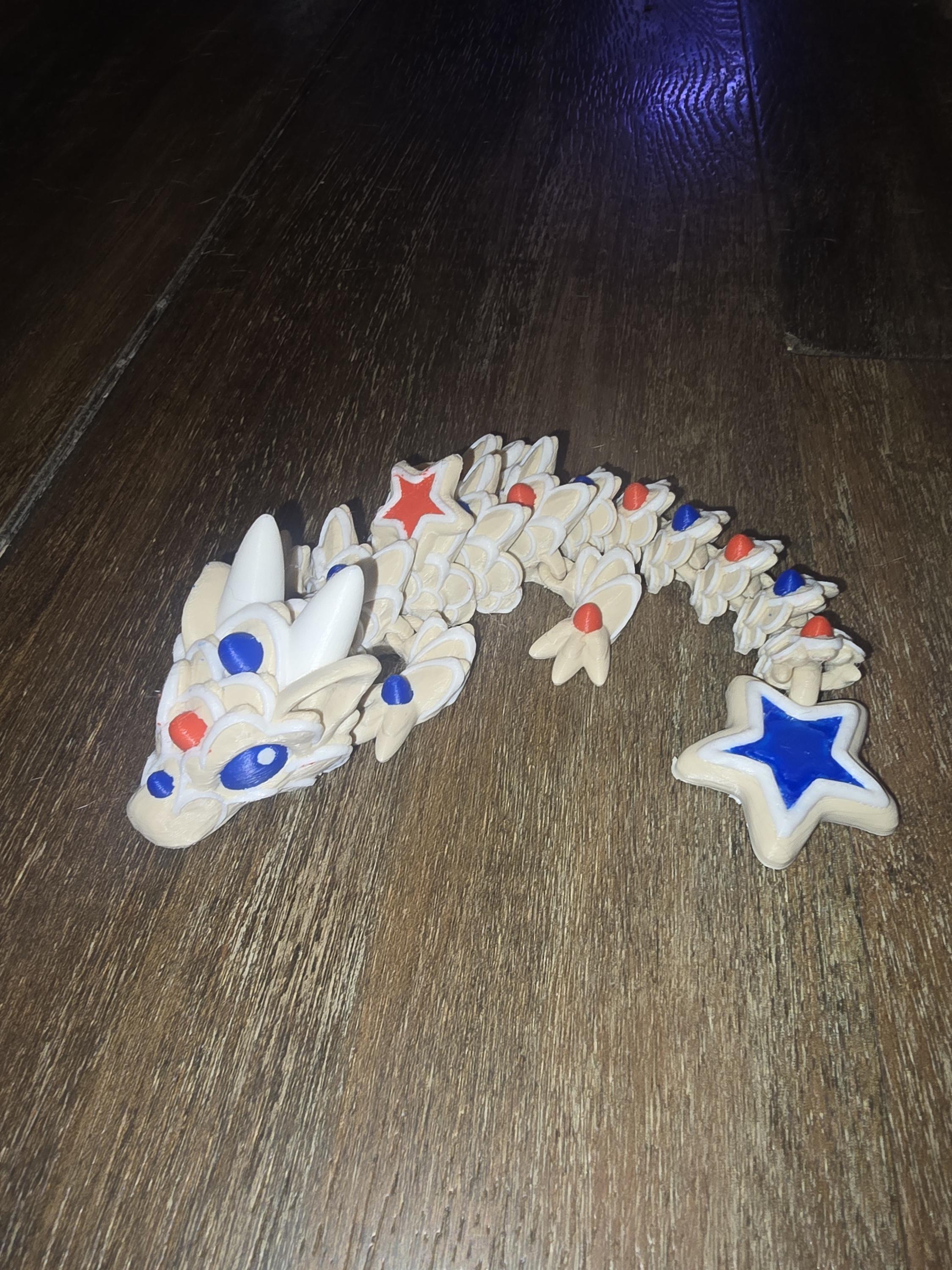 Baby 4th of july posable dragon